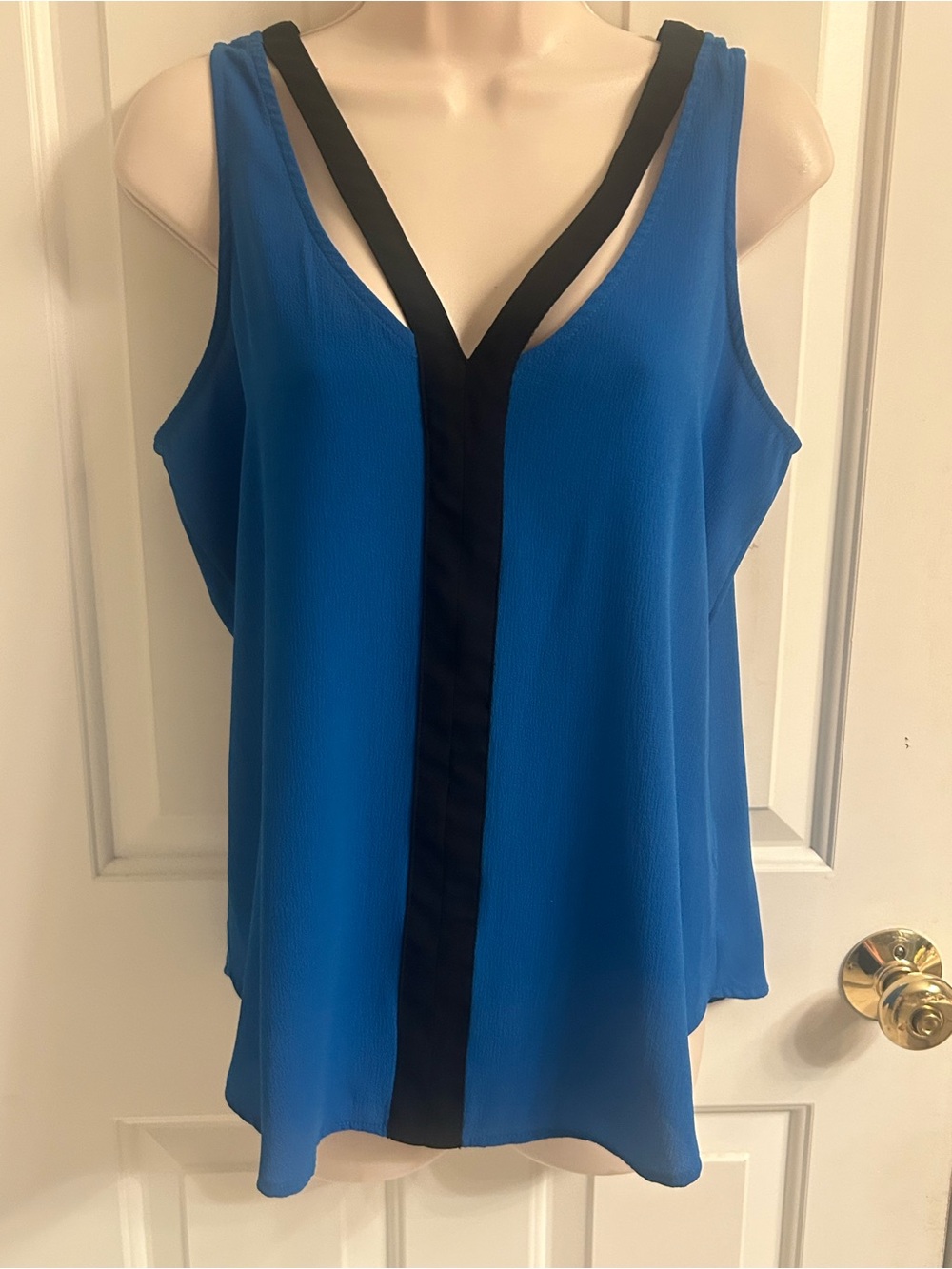 Candie's Royal Blue Sleeveless V-Neck Tank with Black Trim